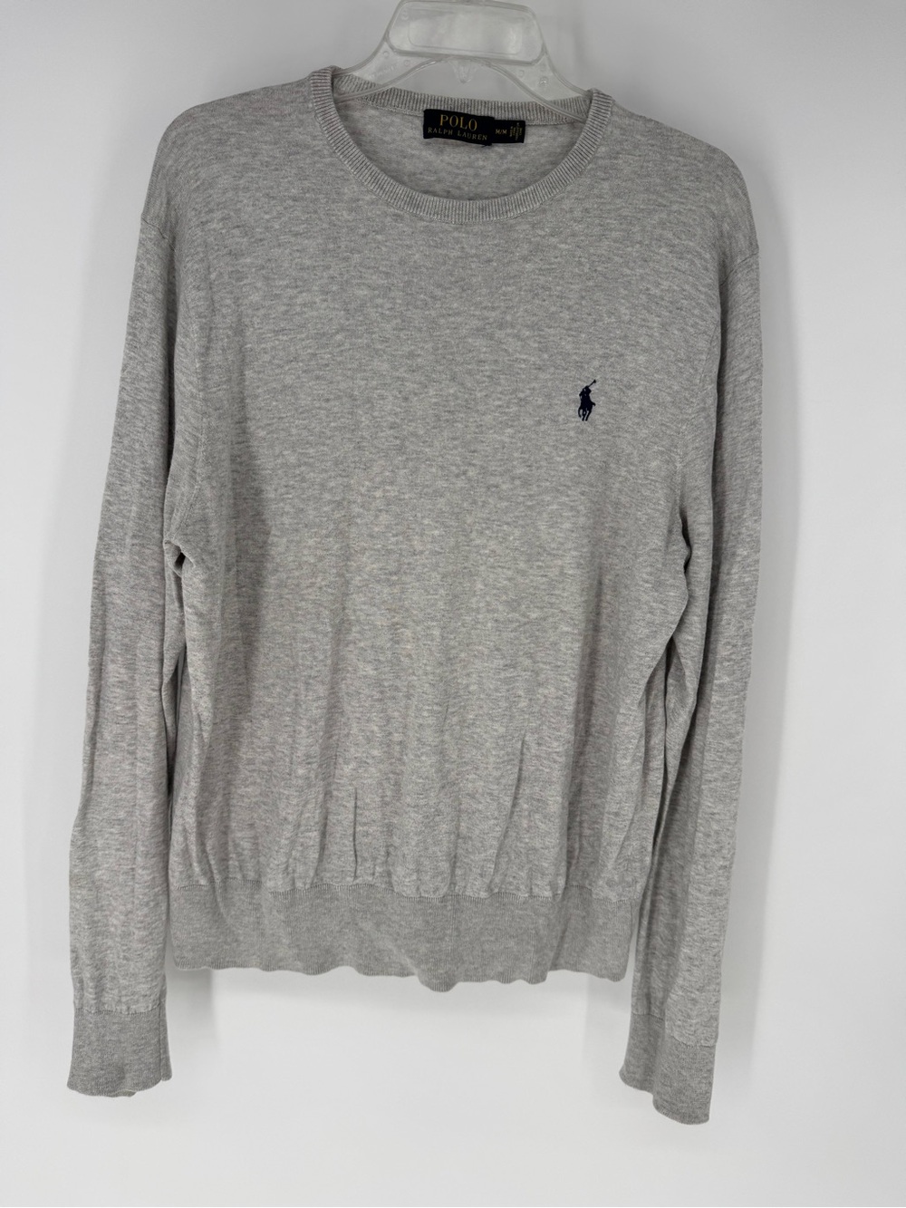 Ralph Lauren Light Gray Crewneck Sweater with Navy Pony
